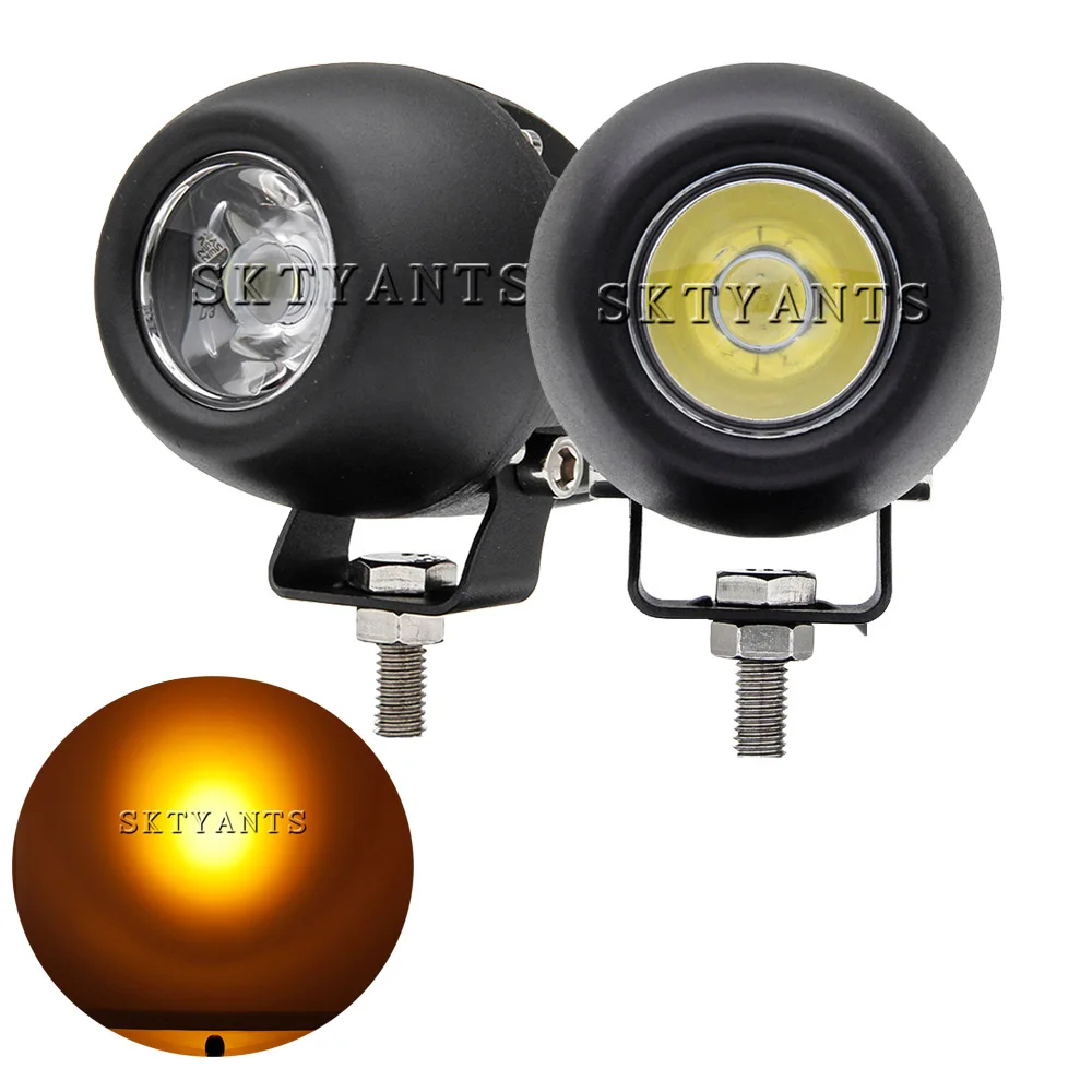 1 Pair 20W 2 Inch LED Work Light Bar Spot Beam White/Amber Fog Light Round Driving Light for Motorcycle SUV ATV Bike Truck Boat