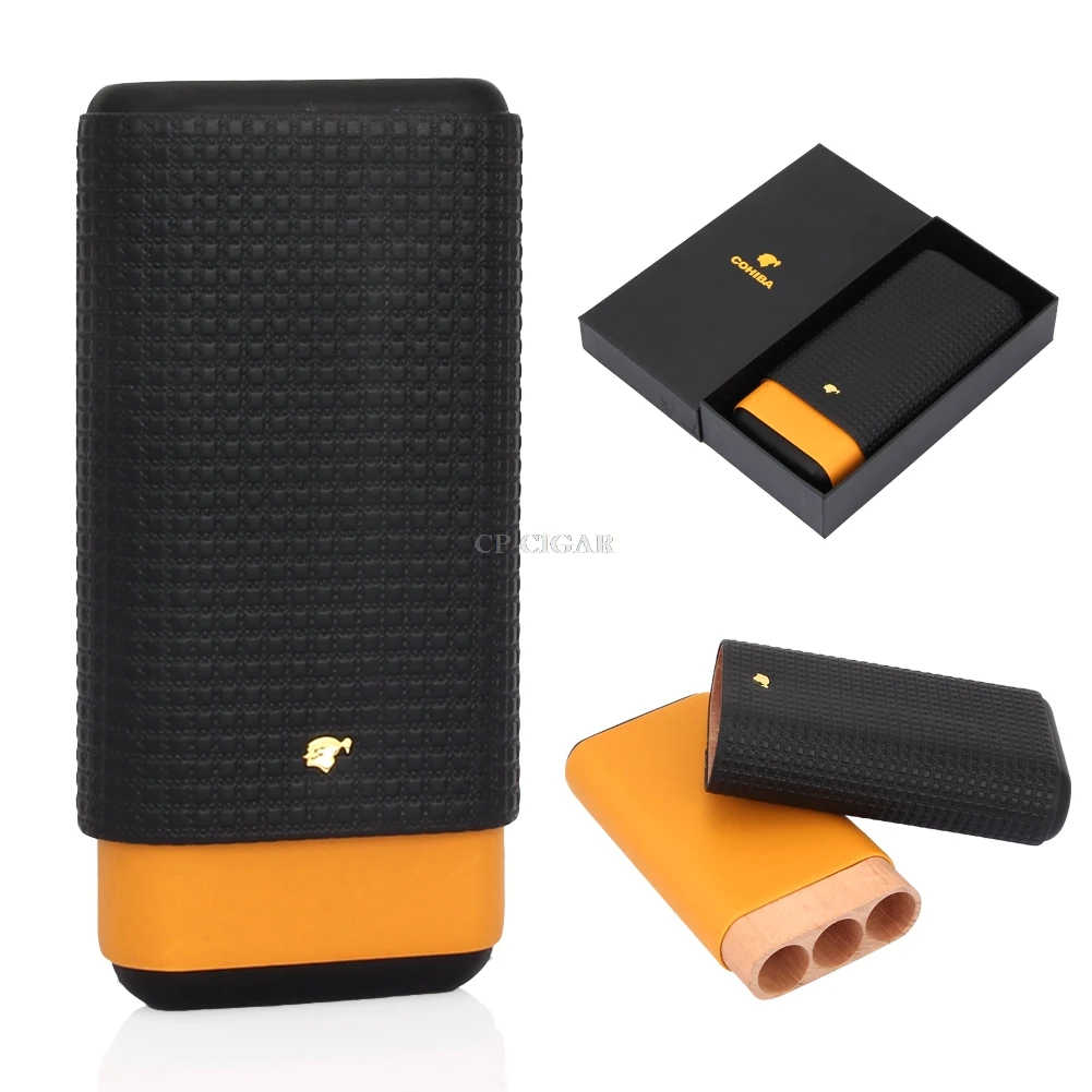 COHIBA LOGO Cohiba кожаный чехол для сигар аксессуары для курения Классический Портативный Дорожный Чехол для сигар из кедрового дерева - Цвет: COHIBA LOGO