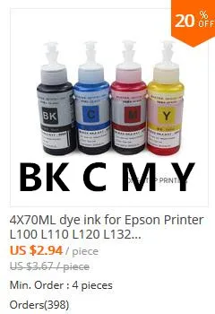3X70 мл желтая краска на основе красителя для Epson L100 L110 L120 L132 L210 L222 L300 L312 L355 L350 L362 L366 L550 L555 L566 L220 L565 L365 L805
