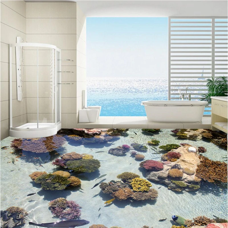 3D обои на заказ для ванной комнаты ПВХ самоклеющиеся обои|floor 3d|floor muralfloor 3d wallpaper |