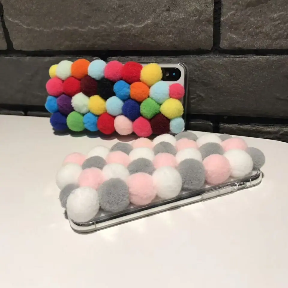 Чехол для телефона с маленькими шариками Iphone 6 7 8 x plus милый мягкий пушистый 3D