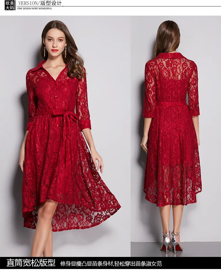 Женское элегантное кружевное платье Ласточкин хвост с вырезами на талии и поясом