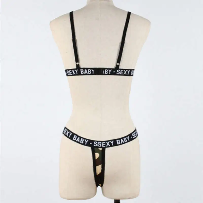 US сексуальный женский Камуфляжный комплект бикини купальник стринги Купальный