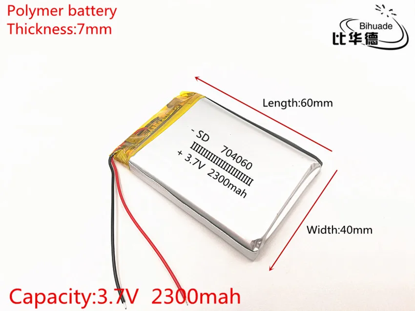2 шт./лот 3 7 V 2300 mAH 704060 PLIB полимерный литий ионный/литий ионный аккумулятор для GPS mp3