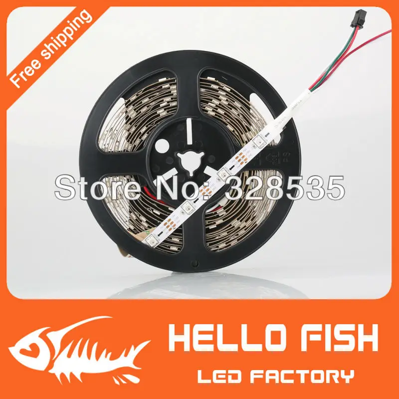 Hello Fish 1 м WS2812B полноцветная светодиодная лента 144 светодиодный/m Dream Running color СВЕТОДИОДНЫЙ лента белый/черный PCB
