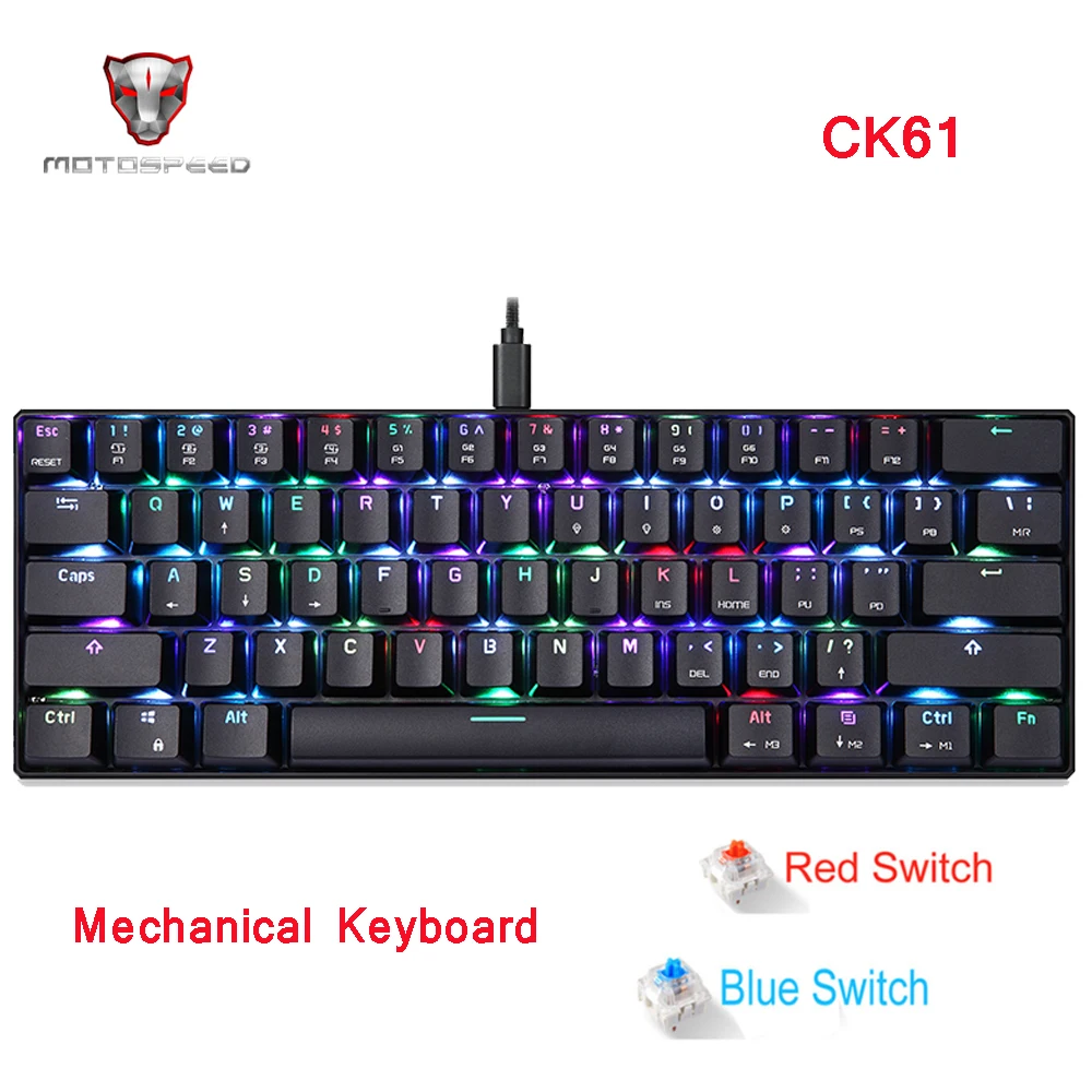Механическая клавиатура MOTO SPEED CK61 игровая RGB с русской и английской раскладкой