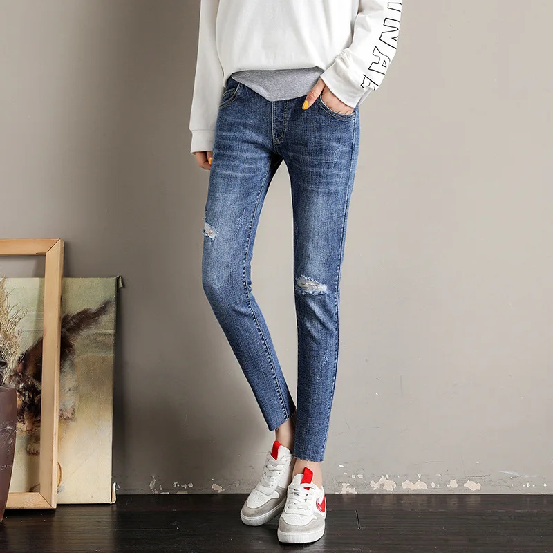 

Hole Slim Denim Jeans Maternity Pants Pregnancy Clothes For Pregnant Women Pencil Pants Skinny Jeans Stretch Maternity Trousers