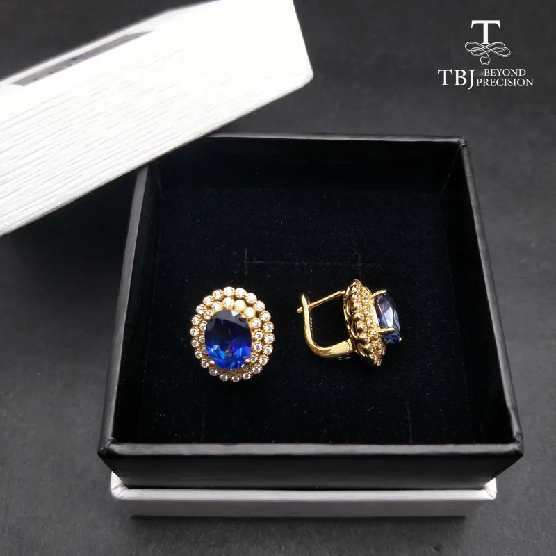 TBJ 2017 Diana застежка серьги с мистическим танзанитом Цвет Топаз в 925 стерлингового