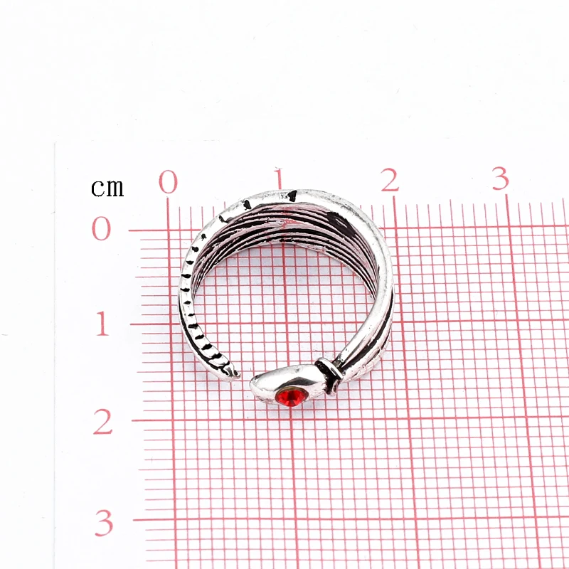 Женское кольцо с открытым хвостом Anillo R66 классическое серебряное красными