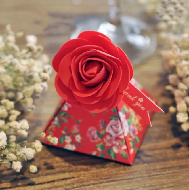 90 шт. креативная розовая подарочная коробка в форме цветка треугольная пирамида