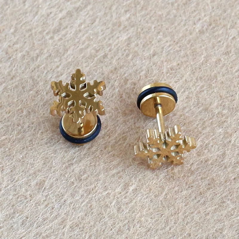 Titanium Gold Color Vacuum Plated Screw-back Stud Earrings 316 L Stainless Steel No Fade Allergy