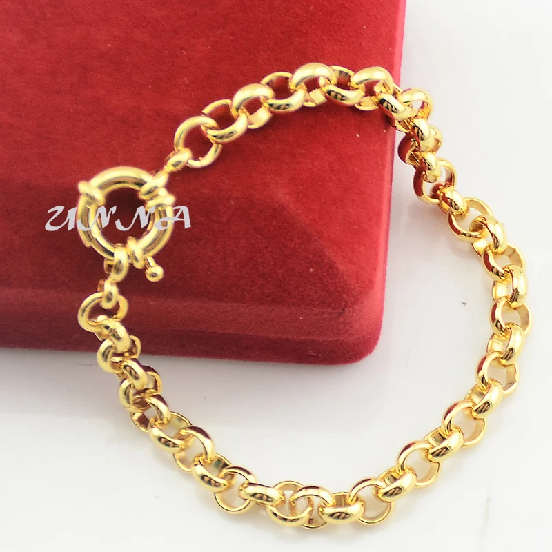 18cm-22cm New Men Women Yellow Bracelet Gold Filled Link Rolo Chain Wholesale Retails Jewelry (NO RED BOX) | Украшения и
