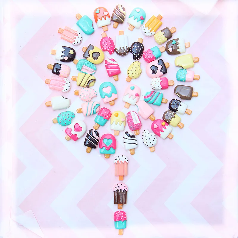 50 шт. смешанные DIY смолы эскимо Kawaii еда кабошон стикер для мобильного телефона