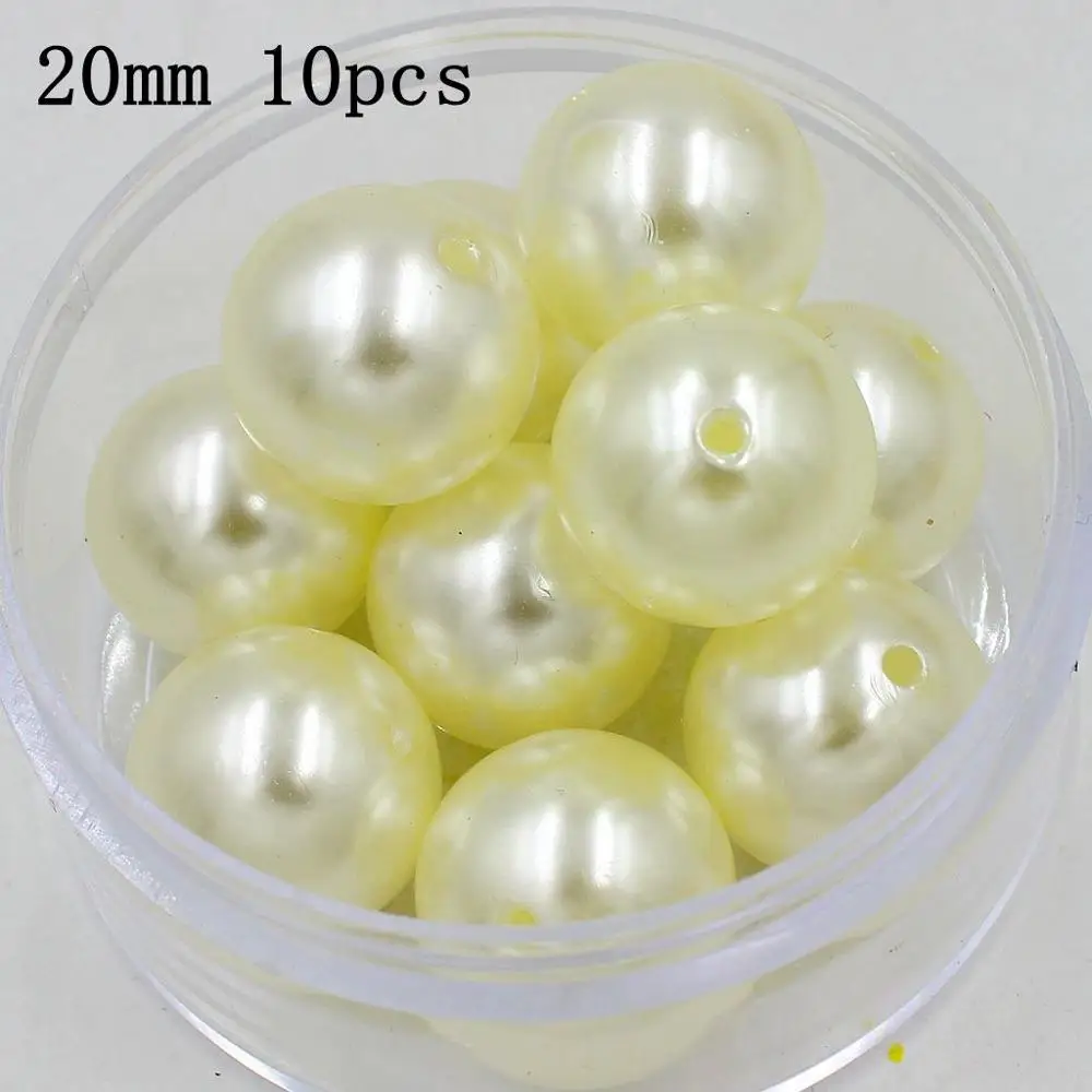 Ivory 20mm 10pcs 3/4/6/8/10/12/14/16/18/20 мм дешевый круглый искусственный жемчуг бусы ручной работы DIY браслет ювелирные изделия Аксессуары для изготовления - Цвет: Ivory 20mm 10pcs