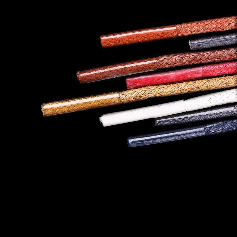 1Pair Leather Shoe laces Waxed Cotton Round Shoe laces Waterproof ShoeLaces Men Martin Boots Shoelace Shoestring