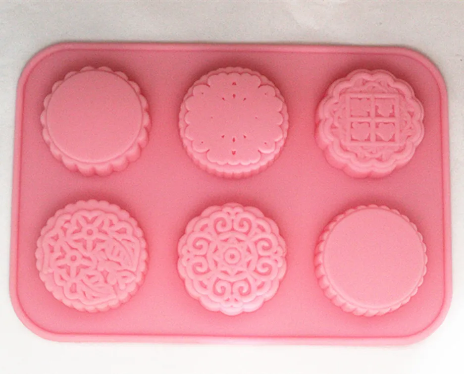 Силиконовые формы в форме торта с шестью различными лунами для мыла ручной