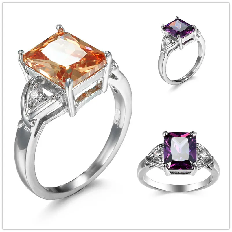 Роскошные 2 ct CZ кольцо с крупным камнем Новые поступления 4 зубец циркония
