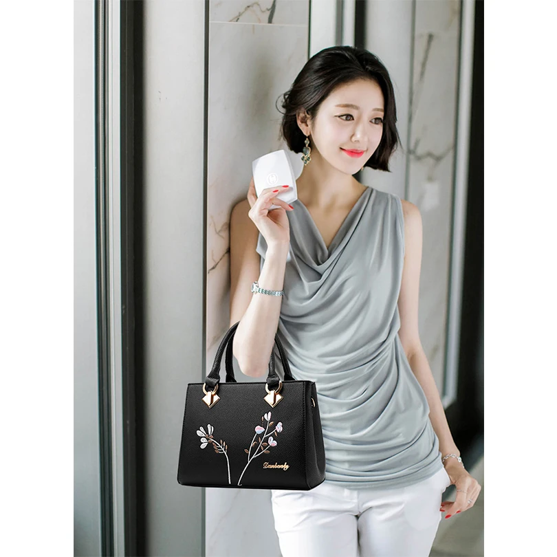 Женская сумка мессенджер с вышитыми цветами вишни|handbag ladies|popular handbagbrand messenger bag |