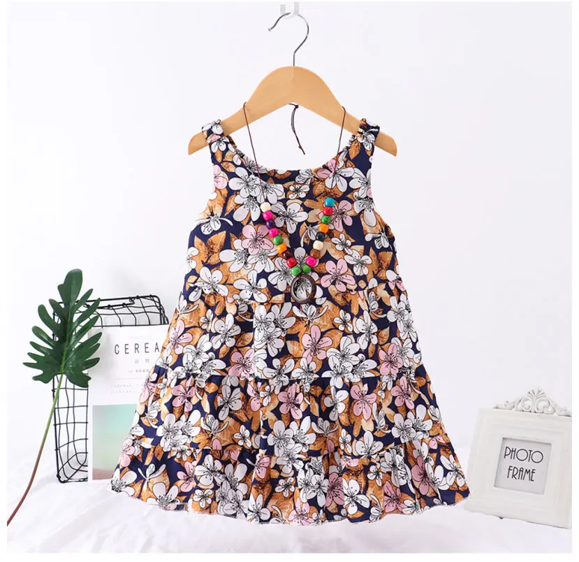 2-6Y baby summer clothes toddler girl dresses 2019 floral dress for kids girls robe fille free children necklace | Детская одежда и