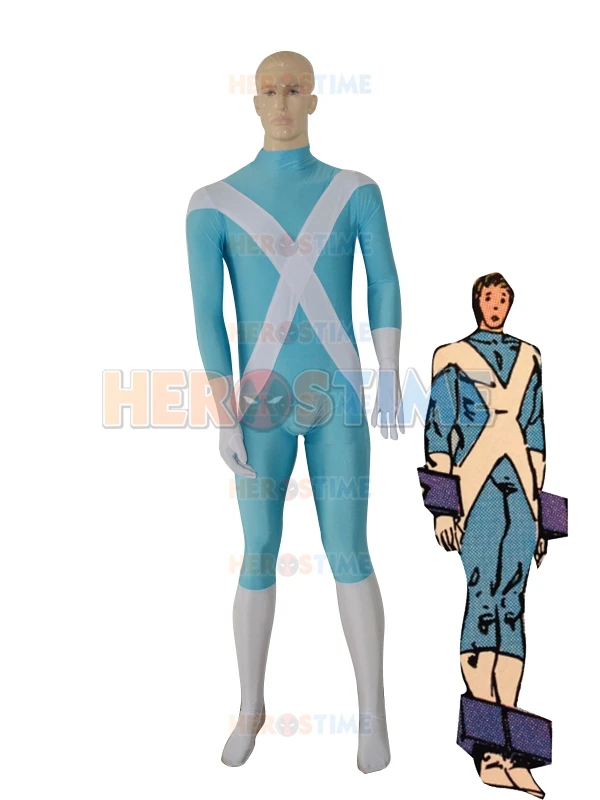 Стиль iceman Marvel Comics Пользовательские супергерой Хеллоуин костюм Xmen Косплей Зентаи комбинезон