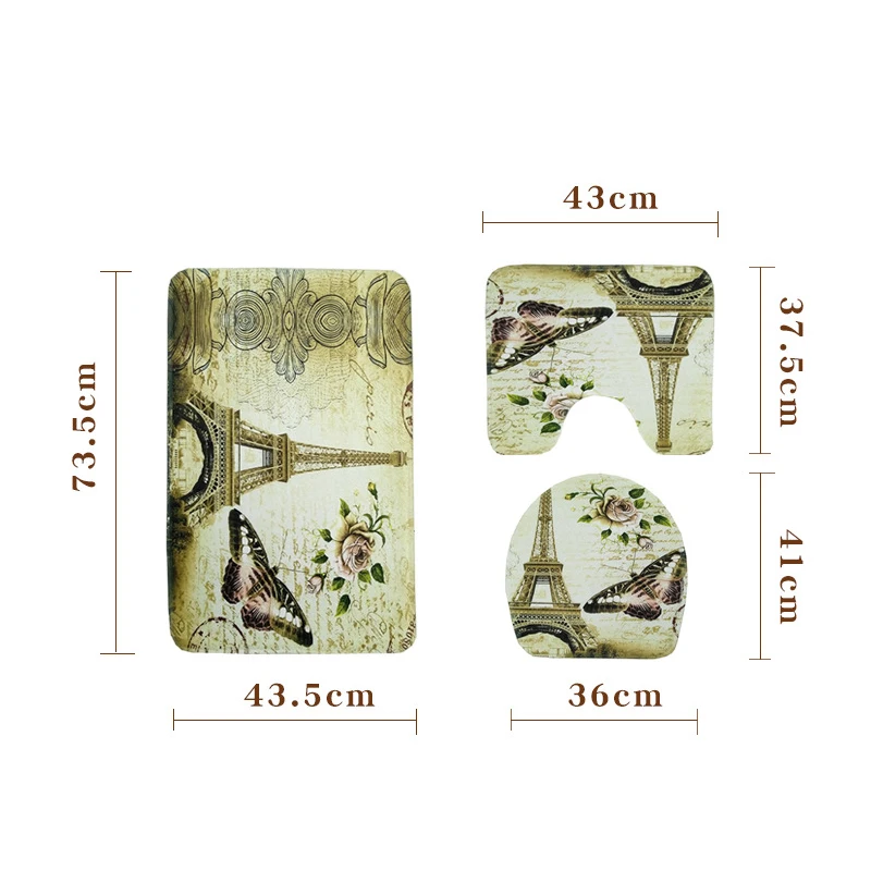 

Tower Printed 3Pcs/set Bathroom Carpets Microfiber Bath Mat Set Anti-slip Bathroom Floor Mats Toilet Mats Absorbent Bath Rugs
