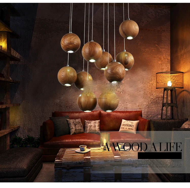 Креативные подвесные светильники в скандинавском стиле с деревянными шариками G4
