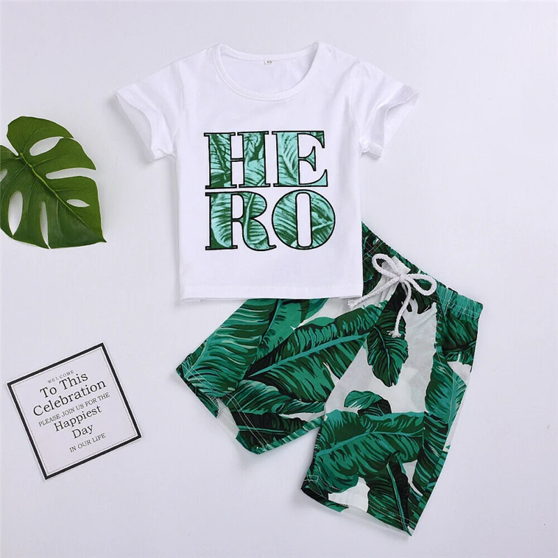 Летние комплекты с Гавайскими шортами для маленьких мальчиков Новая