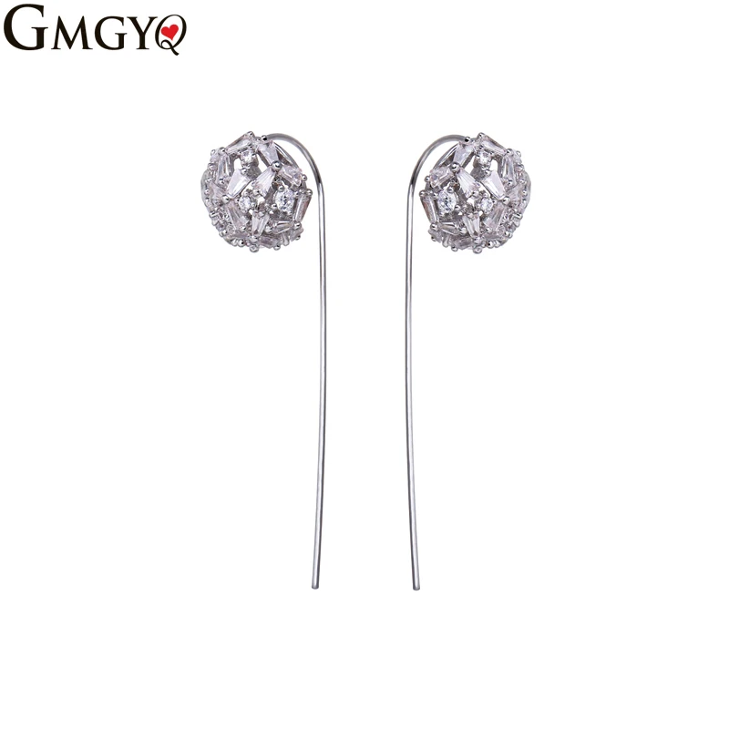 

GMGYQ AAA Cubic Zirconia Long Tassel Round Hood Earrings For Women Bohemian Wedding Earrings Fashion Jewelry Graduation Gift