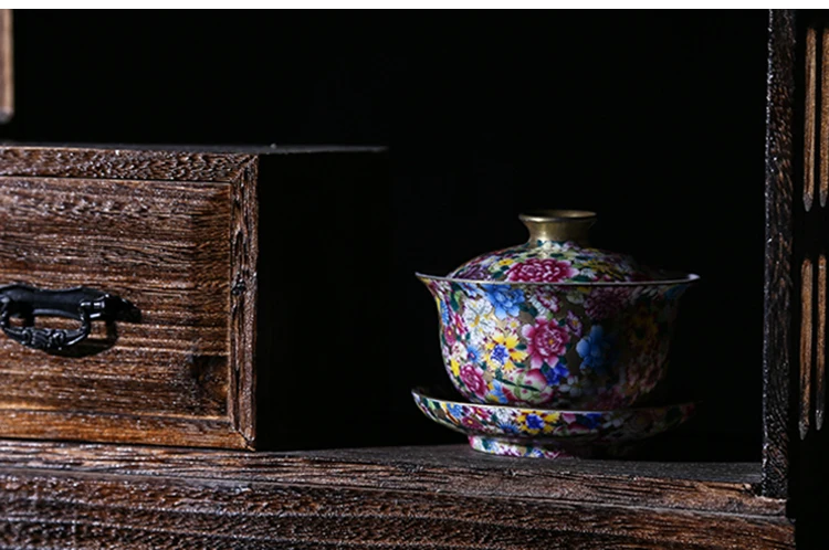 Бутик коллекция Gaiwan чайный набор кунг-фу цветы цвет эмаль керамика ремесла famile Роза фарфор чайная чаша чашка блюдце супница