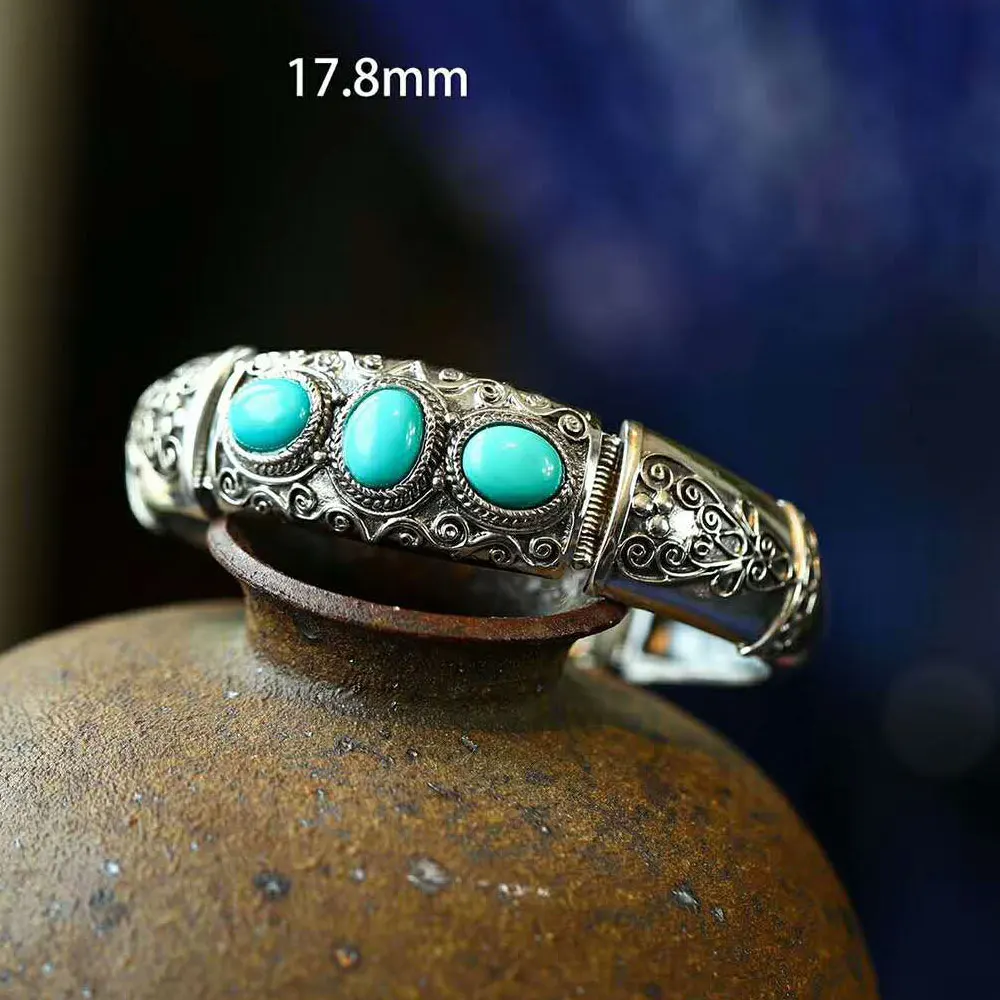 RADHORSE 925 серебряные браслеты для Для женщин Fine Jewelry Бирюзовый Непал стиль ручного производства соединения жить пряжки браслеты