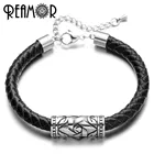 Браслет REAMOR из нержавеющей стали 316l с изображением звезды Давида, из натуральной кожи