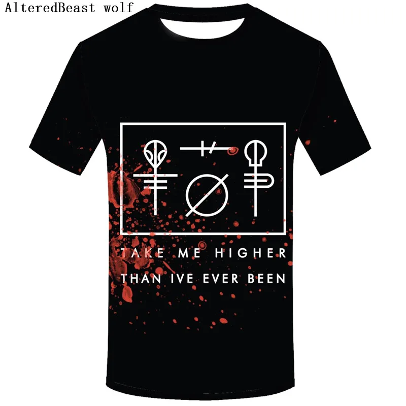Мужская футболка с объемным принтом Twenty One Pilots в стиле хип хоп новый летний топ