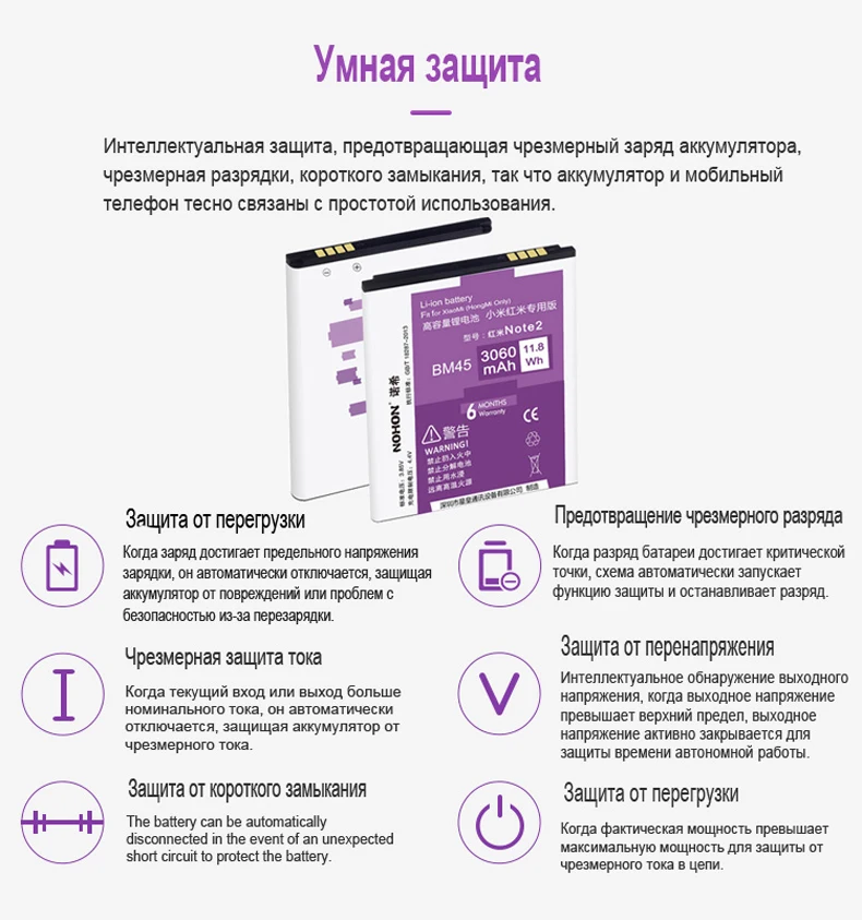 NOHON для Xiaomi Redmi Note 3, 2, 4, 4X3 S 3X Note3 Note4 Note2 Батарея BM46 BM45 BN41 BN43 BM47 замена мобильного телефона Bateria