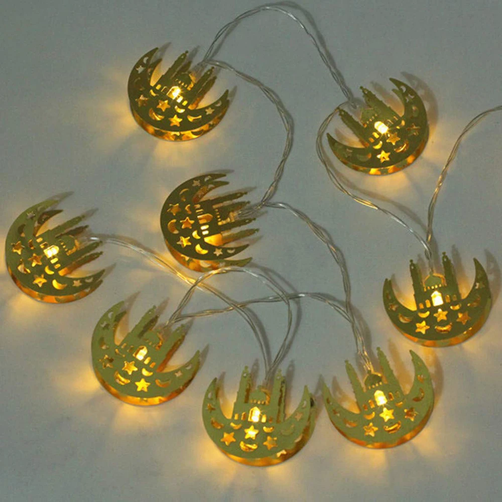 

1.5M 10leds 3M 20leds Eid Islam Muslim Ramadan Decoration Lights Castle Moon Led String Lights EID Mubarak Decor Favor Gift