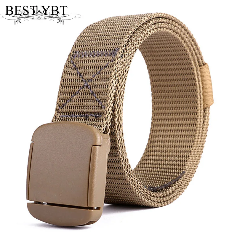 

Best YBT Unisex Belt Nylon Plastic Smooth buckle Women Belt Cowboy Outdoor Sports Simple Casual Fashion High Quality Men Belt