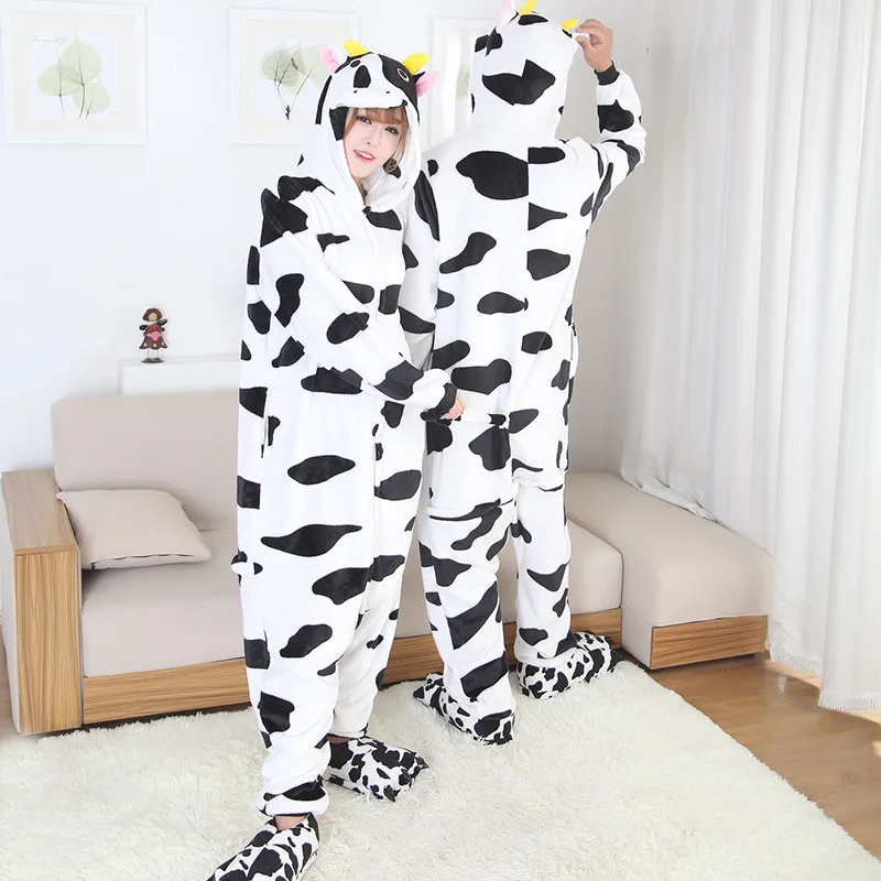 Пара молочных животных кигуруми Корова Onesie комбинезон пижамы для взрослых