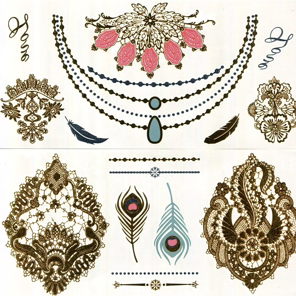 10 Pcs/lot Style Body Art Painting Tattoo Stickers Glitter Temporary Flash Makeup Metallic Tatto Bronzer | Красота и здоровье