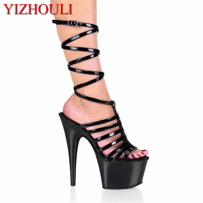 

Elegant Gladiator Style Classics Black PU Leather 17cm High Heel Shoes Platform Sandals, Dress Shoes, Party / Performance /Shoes