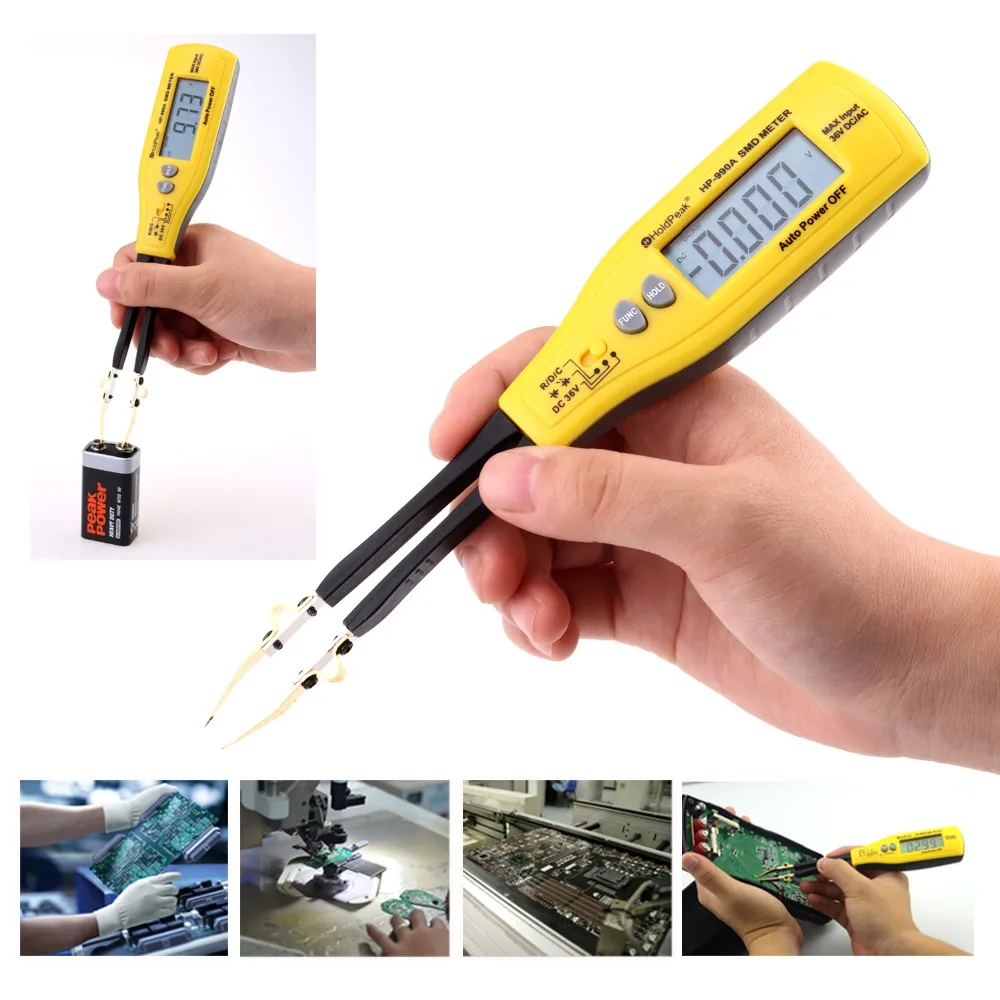 Holdпик HP-990A Сопротивление Емкость SMD тестер метр мультиметр Профессиональный компонент тестер постоянного тока измеритель напряжения