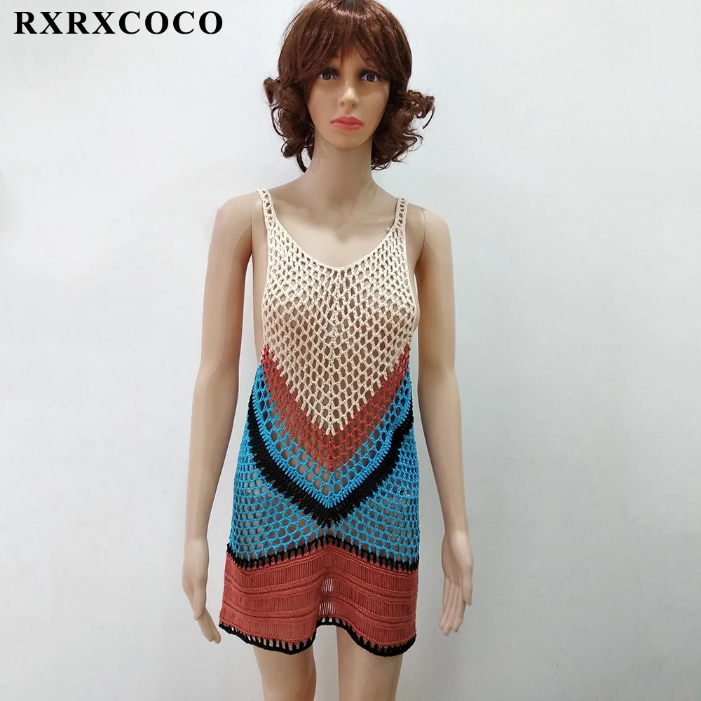 RXRXCOCO Новинка 2018 Пляжная накидка бикини вязаный крючком купальник летняя пляжная