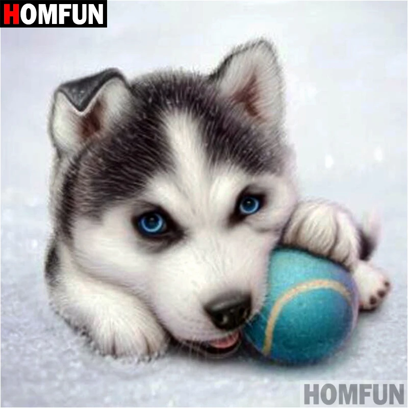 Алмазная 5D картина HOMFUN «сделай сам», полноразмерная/круглая вышивка крестиком «животное, собака», подарок для домашнего декора, A00370