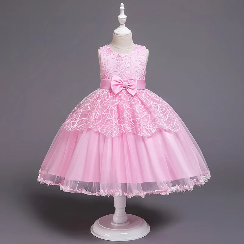 pink Платье принцессы для девочек; коллекция года; летнее стильное платье для маленьких девочек; детская одежда с цветами; свадебное платье для девочек; одежда; От 1 до 5 лет - Цвет: pink
