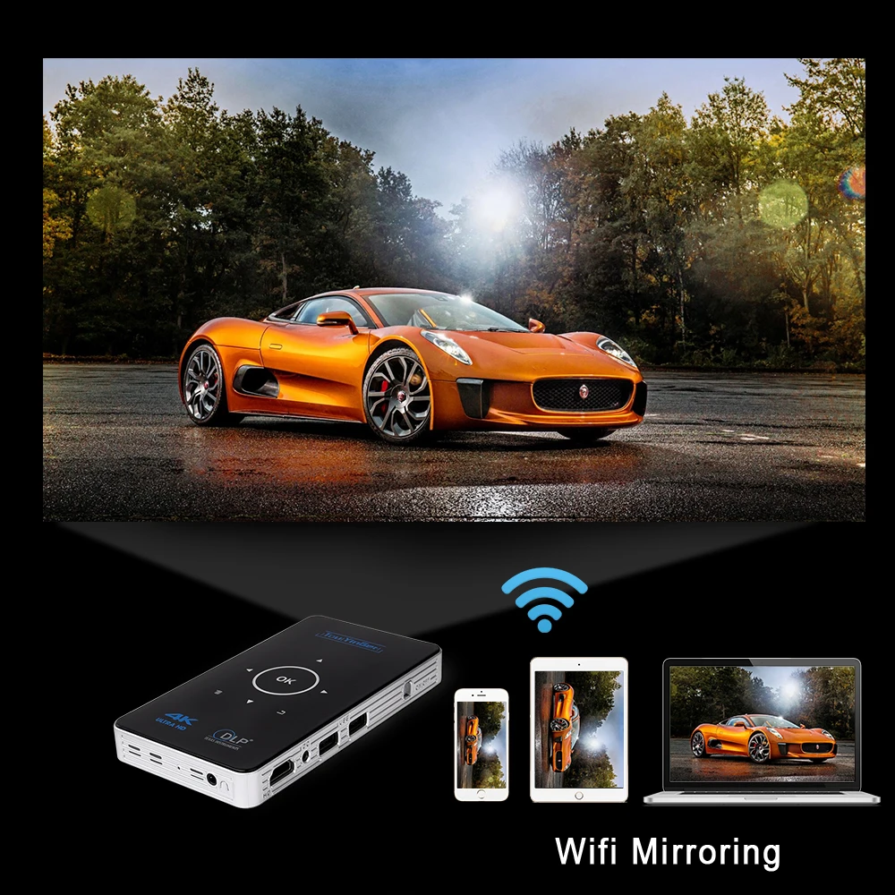 Портативный мини-dlp проектор с поддержкой 4K 1080P Full HD Wi-Fi Airplay 2 Гб ОЗУ Android Touyinger S9 USB