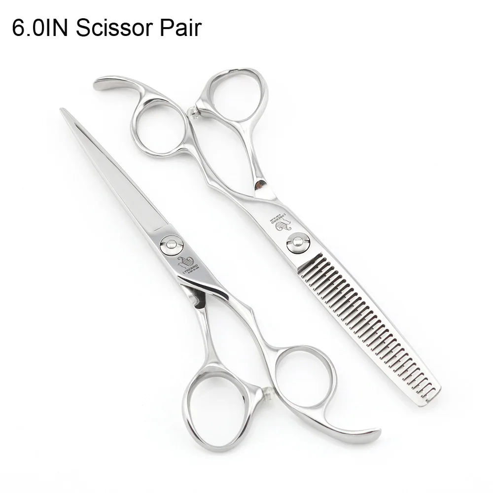 Scissors pair 6.0 Профессиональные ножницы для волос 5,5 дюймов 6 дюймов выпуклые режущие и филировочные ножницы, парикмахерские ножницы Lyrebird высокого класса Новинка - Цвет: Scissors pair 6.0