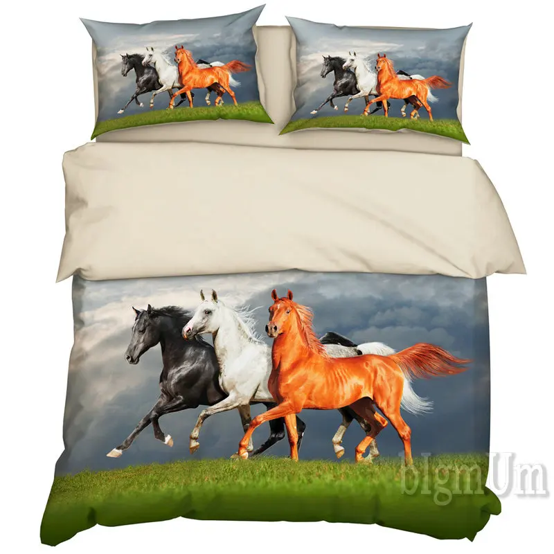 Комплект постельного белья с 3D принтом 3 шт. гоночный автомобиль Парусная лошадь