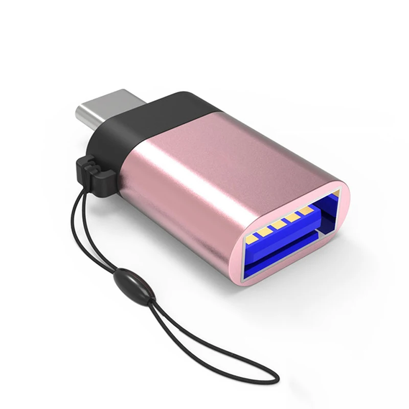 USB-C USB 3,1 type C Мужской к USB 3,0 Женский адаптер конвертер с анти-потеря брелок для samsung Galaxy S8 S9 huawei P20 LG - Цвет: Pink with Sling