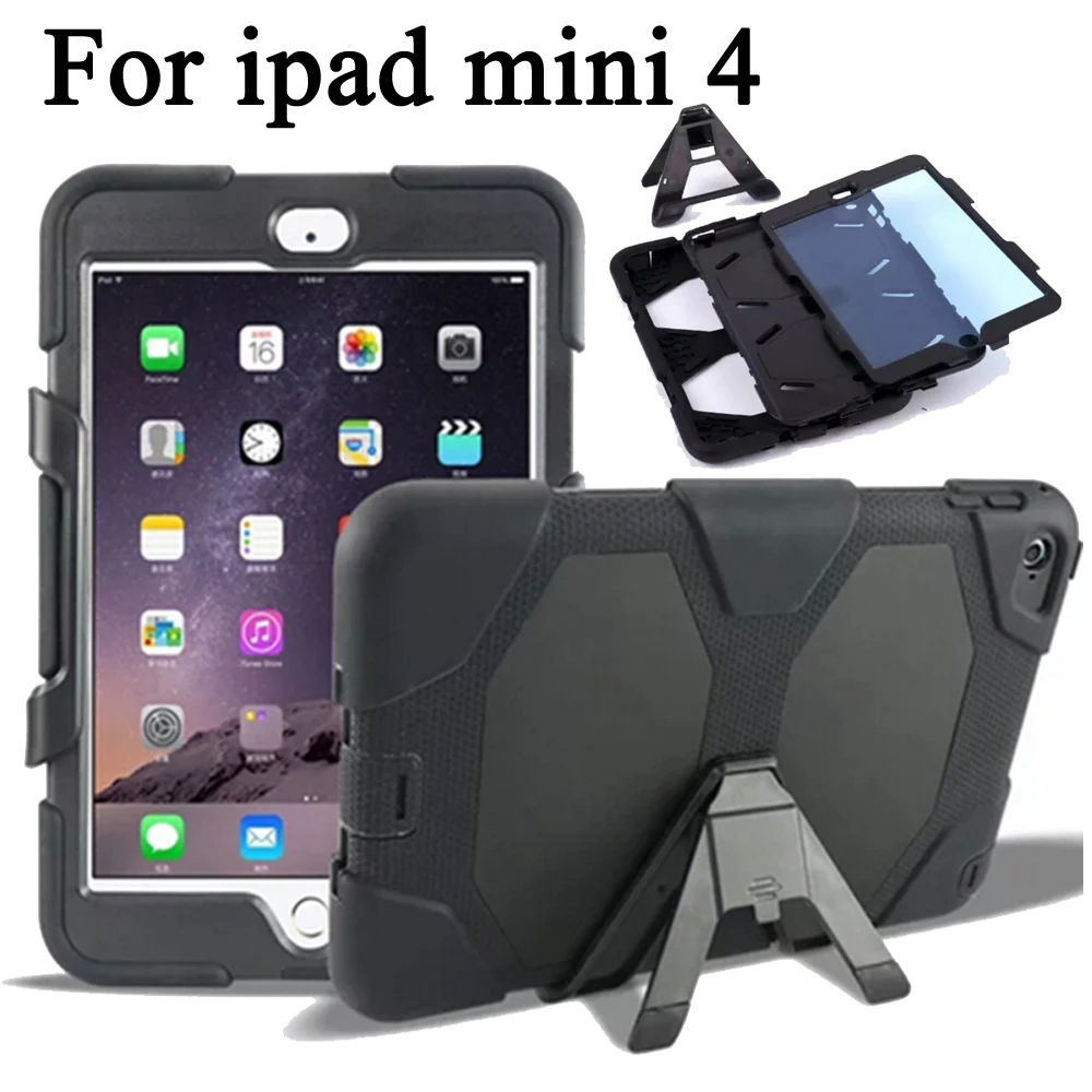 NEW Full Screen Protection Case for Apple iPad Mini 4 7.9inch Retina Kickstand Kids Silicone Rubber Armor Defender Cover | Компьютеры и