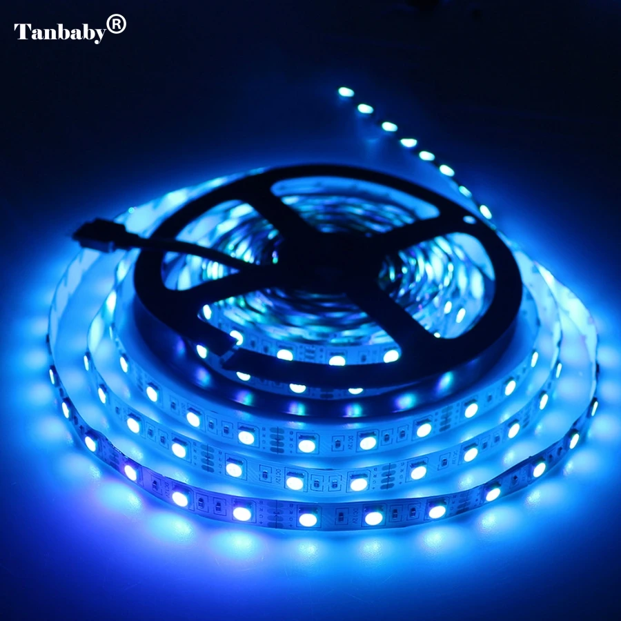Светодиодные ленты SMD 5050 Non-Водонепроницаемый DC12V 60 Светодиодный s/m 5 м/лот гибкий светодиодный светильник RGB Светодиодные ленты светодиодный лента для домашнего украшения лампы