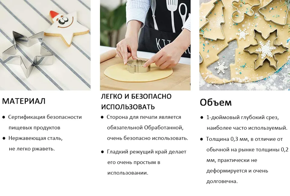 KENIAO Basic Stars, Hearts, Circles(Rounds), Flowers(Scalloped Edge)& Squares Cookie Cutters Set-15 шт.-нержавеющая сталь