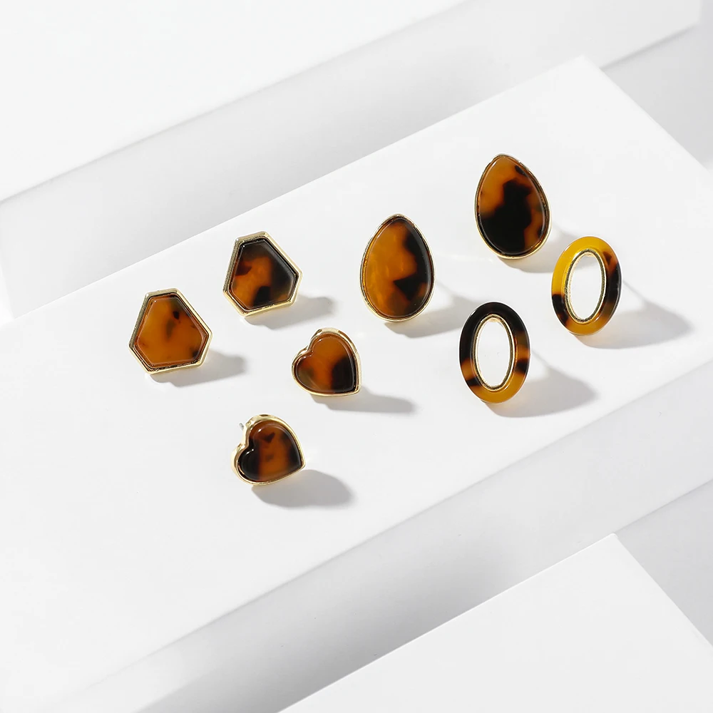 4 пары/компл. модные геометрические серьги из черепаховой черепахи для женщин